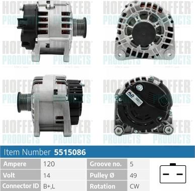 Hoffer H5515086 - Generator alexcarstop-ersatzteile.com