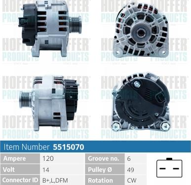 Hoffer H5515070 - Generator alexcarstop-ersatzteile.com