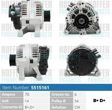 Hoffer H5515161 - Generator alexcarstop-ersatzteile.com