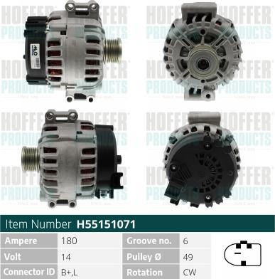 Hoffer H55151071 - Generator alexcarstop-ersatzteile.com