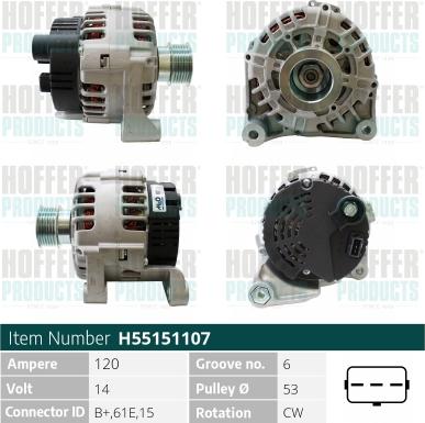 Hoffer H55151107 - Generator alexcarstop-ersatzteile.com