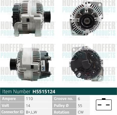 Hoffer H5515124 - Generator alexcarstop-ersatzteile.com