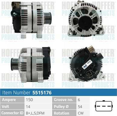 Hoffer H5515176 - Generator alexcarstop-ersatzteile.com