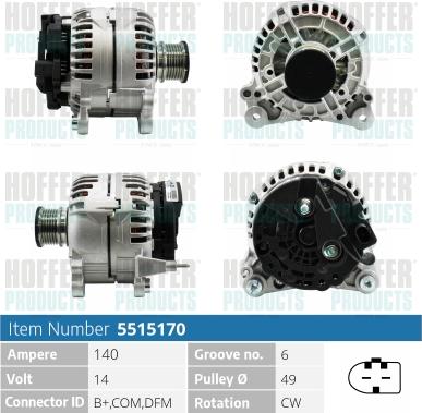 Hoffer H5515170 - Generator alexcarstop-ersatzteile.com