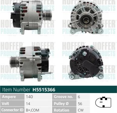 Hoffer H5515366 - Generator alexcarstop-ersatzteile.com