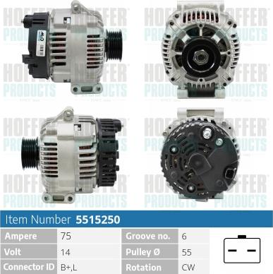 Hoffer H5515250 - Generator alexcarstop-ersatzteile.com