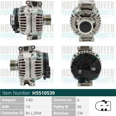 Hoffer H5510539 - Generator alexcarstop-ersatzteile.com