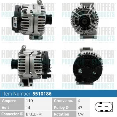 Hoffer H5510186 - Generator alexcarstop-ersatzteile.com