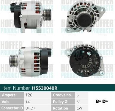 Hoffer H5530040R - Generator alexcarstop-ersatzteile.com