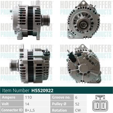 Hoffer H5520922 - Generator alexcarstop-ersatzteile.com