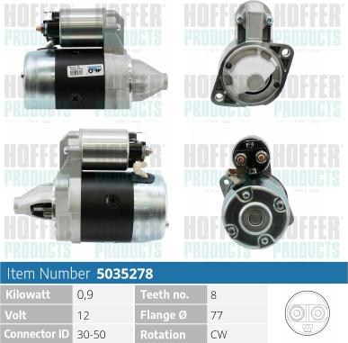 Hoffer H5035278 - Starter alexcarstop-ersatzteile.com