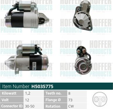 Hoffer H5035775 - Starter alexcarstop-ersatzteile.com