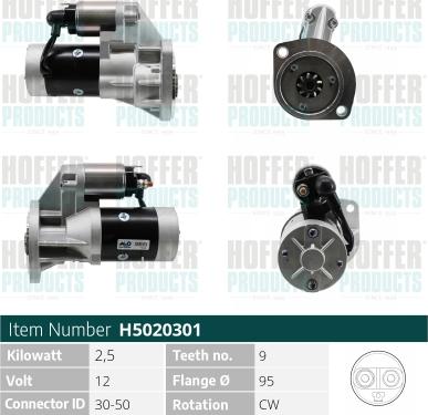 Hoffer H5020301 - Starter alexcarstop-ersatzteile.com