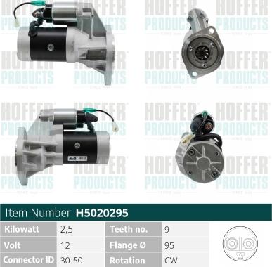 Hoffer H5020295 - Starter alexcarstop-ersatzteile.com