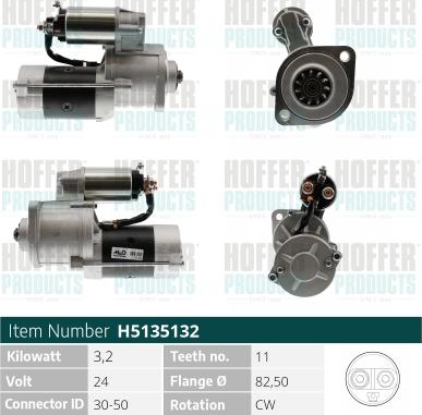 Hoffer H5135132 - Starter alexcarstop-ersatzteile.com