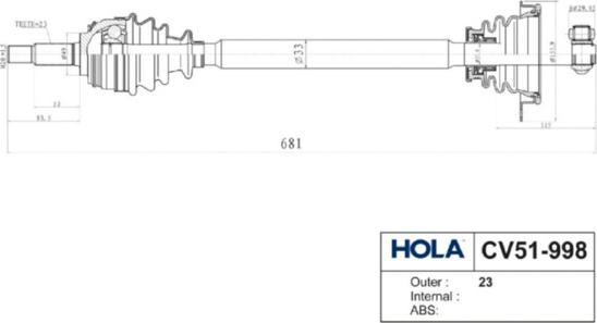 Hola CV51-998 - Antriebswelle alexcarstop-ersatzteile.com