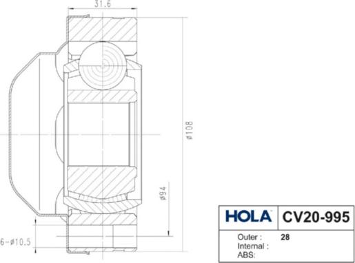 Hola CV20-995 - Gelenksatz, Antriebswelle alexcarstop-ersatzteile.com