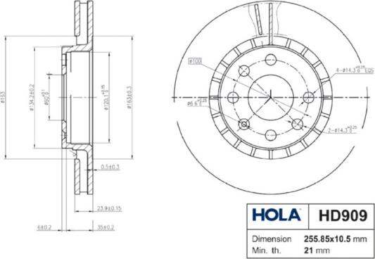 Hola HD909 - Bremsscheibe alexcarstop-ersatzteile.com