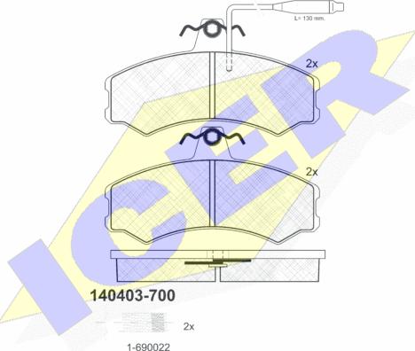 Icer 140403-700 - Bremsbelagsatz, Scheibenbremse alexcarstop-ersatzteile.com