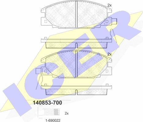 Icer 140853-700 - Bremsbelagsatz, Scheibenbremse alexcarstop-ersatzteile.com