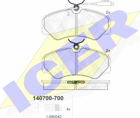 Icer 140700-700 - Bremsbelagsatz, Scheibenbremse alexcarstop-ersatzteile.com