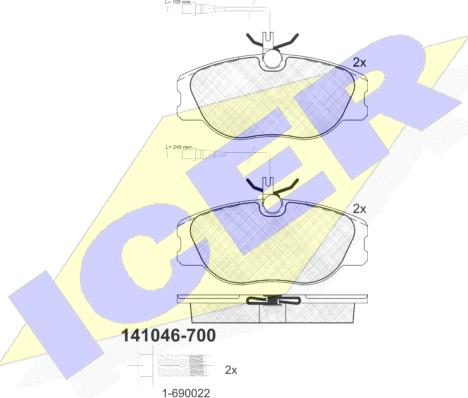 Icer 141046-700 - Bremsbelagsatz, Scheibenbremse alexcarstop-ersatzteile.com