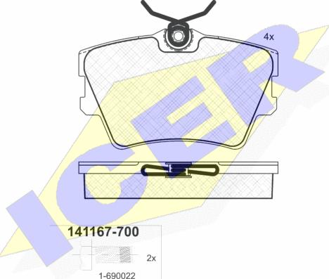 Icer 141167-700 - Bremsbelagsatz, Scheibenbremse alexcarstop-ersatzteile.com