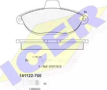 Icer 141122 - Bremsbelagsatz, Scheibenbremse alexcarstop-ersatzteile.com