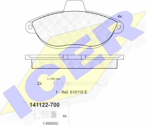 Icer 141122-700 - Bremsbelagsatz, Scheibenbremse alexcarstop-ersatzteile.com