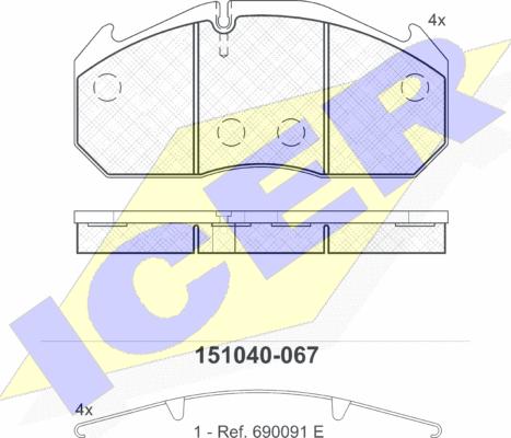 Icer 151040 - Bremsbelagsatz, Scheibenbremse alexcarstop-ersatzteile.com