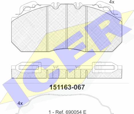 Icer 151163 - Bremsbelagsatz, Scheibenbremse alexcarstop-ersatzteile.com