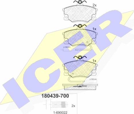 Icer 180439-700 - Bremsbelagsatz, Scheibenbremse alexcarstop-ersatzteile.com