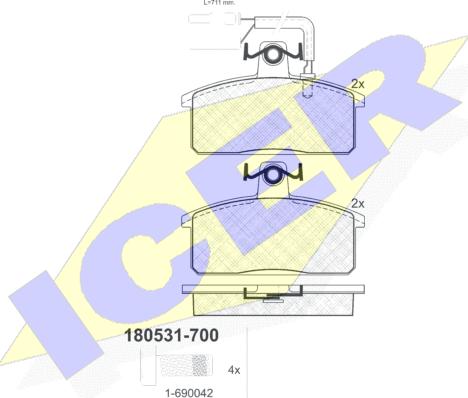 Icer 180531-700 - Bremsbelagsatz, Scheibenbremse alexcarstop-ersatzteile.com