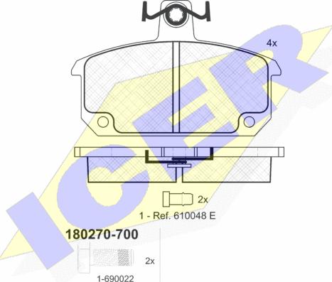 Icer 180270-700 - Bremsbelagsatz, Scheibenbremse alexcarstop-ersatzteile.com