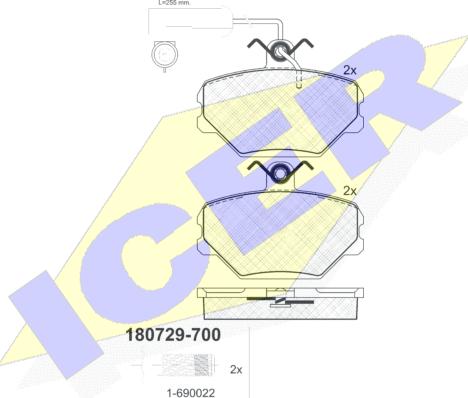 Icer 180729-700 - Bremsbelagsatz, Scheibenbremse alexcarstop-ersatzteile.com