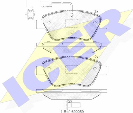 Icer 181444-203 - Bremsbelagsatz, Scheibenbremse alexcarstop-ersatzteile.com