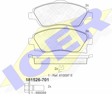 Icer 181526-701 - Bremsbelagsatz, Scheibenbremse alexcarstop-ersatzteile.com