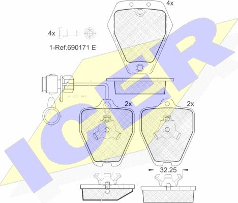 Icer 181693 - Bremsbelagsatz, Scheibenbremse alexcarstop-ersatzteile.com