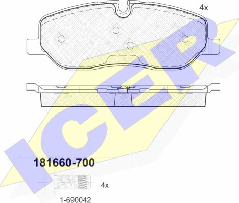 Icer 181660-700 - Bremsbelagsatz, Scheibenbremse alexcarstop-ersatzteile.com