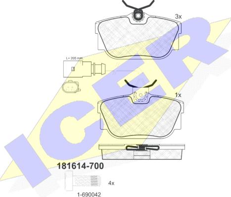 Icer 181614-700 - Bremsbelagsatz, Scheibenbremse alexcarstop-ersatzteile.com