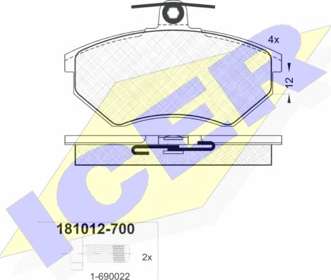 Icer 181012-700 - Bremsbelagsatz, Scheibenbremse alexcarstop-ersatzteile.com