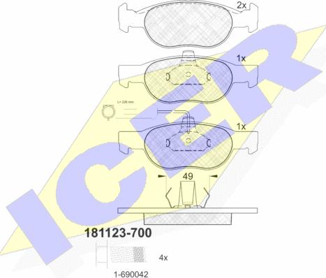 Icer 181123-700 - Bremsbelagsatz, Scheibenbremse alexcarstop-ersatzteile.com