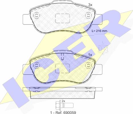 Icer 181843 - Bremsbelagsatz, Scheibenbremse alexcarstop-ersatzteile.com