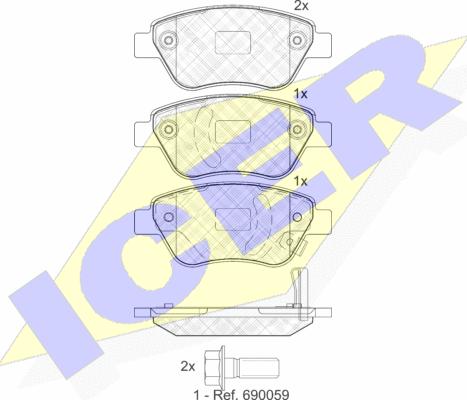 Icer 181810 - Bremsbelagsatz, Scheibenbremse alexcarstop-ersatzteile.com