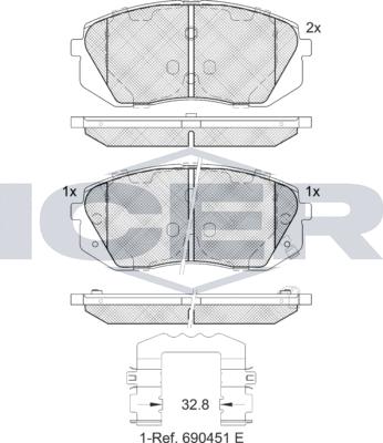 Icer 181826e1 - Bremsbelagsatz, Scheibenbremse alexcarstop-ersatzteile.com