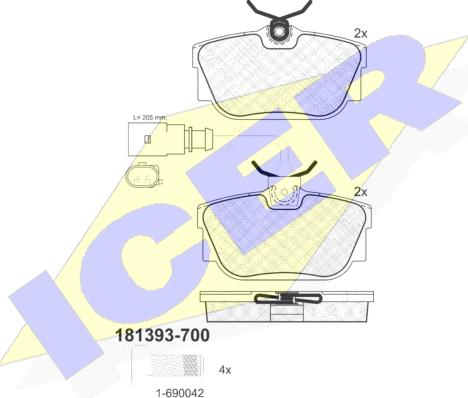 Icer 181393-700 - Bremsbelagsatz, Scheibenbremse alexcarstop-ersatzteile.com