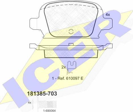 Icer 181385-703 - Bremsbelagsatz, Scheibenbremse alexcarstop-ersatzteile.com