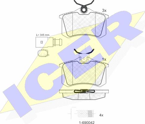 Icer 181387-203 - Bremsbelagsatz, Scheibenbremse alexcarstop-ersatzteile.com