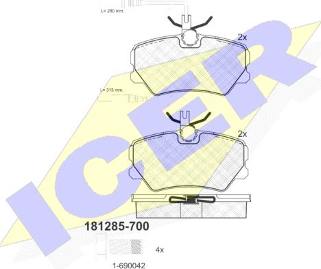 Icer 181285-700 - Bremsbelagsatz, Scheibenbremse alexcarstop-ersatzteile.com