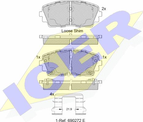 Icer 182034233 - Bremsbelagsatz, Scheibenbremse alexcarstop-ersatzteile.com